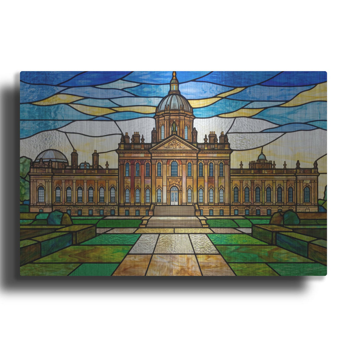 'Stained Glass Style Castle Howard I' by Veve – Metal Wall Art