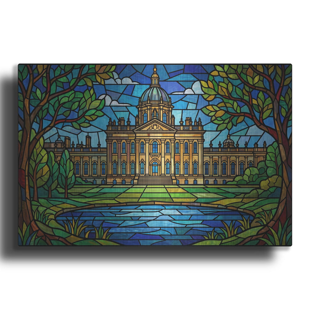 'Stained Glass Style Castle Howard II' by Veve – Metal Wall Art