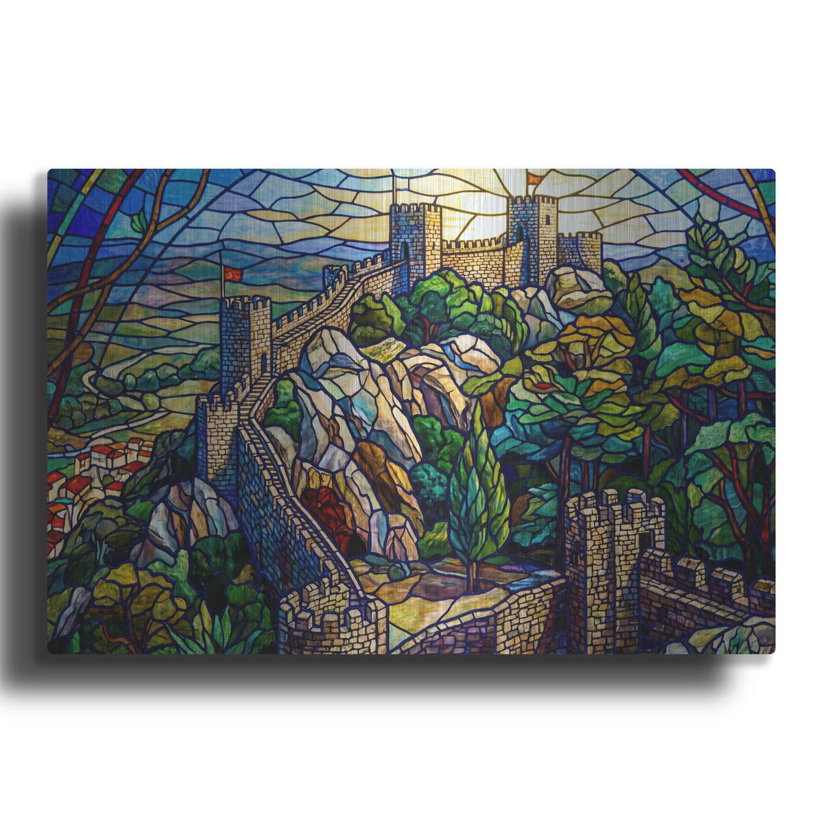 'Stained Glass Style Castle Moors II' by Veve – Metal Wall Art