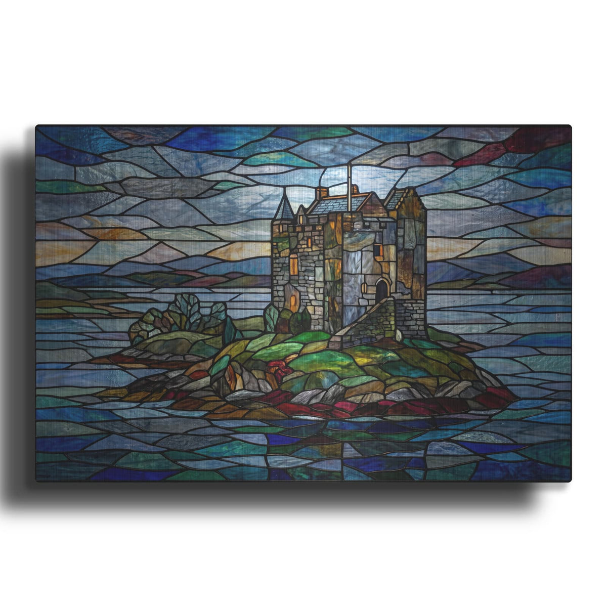'Stained Glass Style Castle Stalker I' by Veve – Metal Wall Art