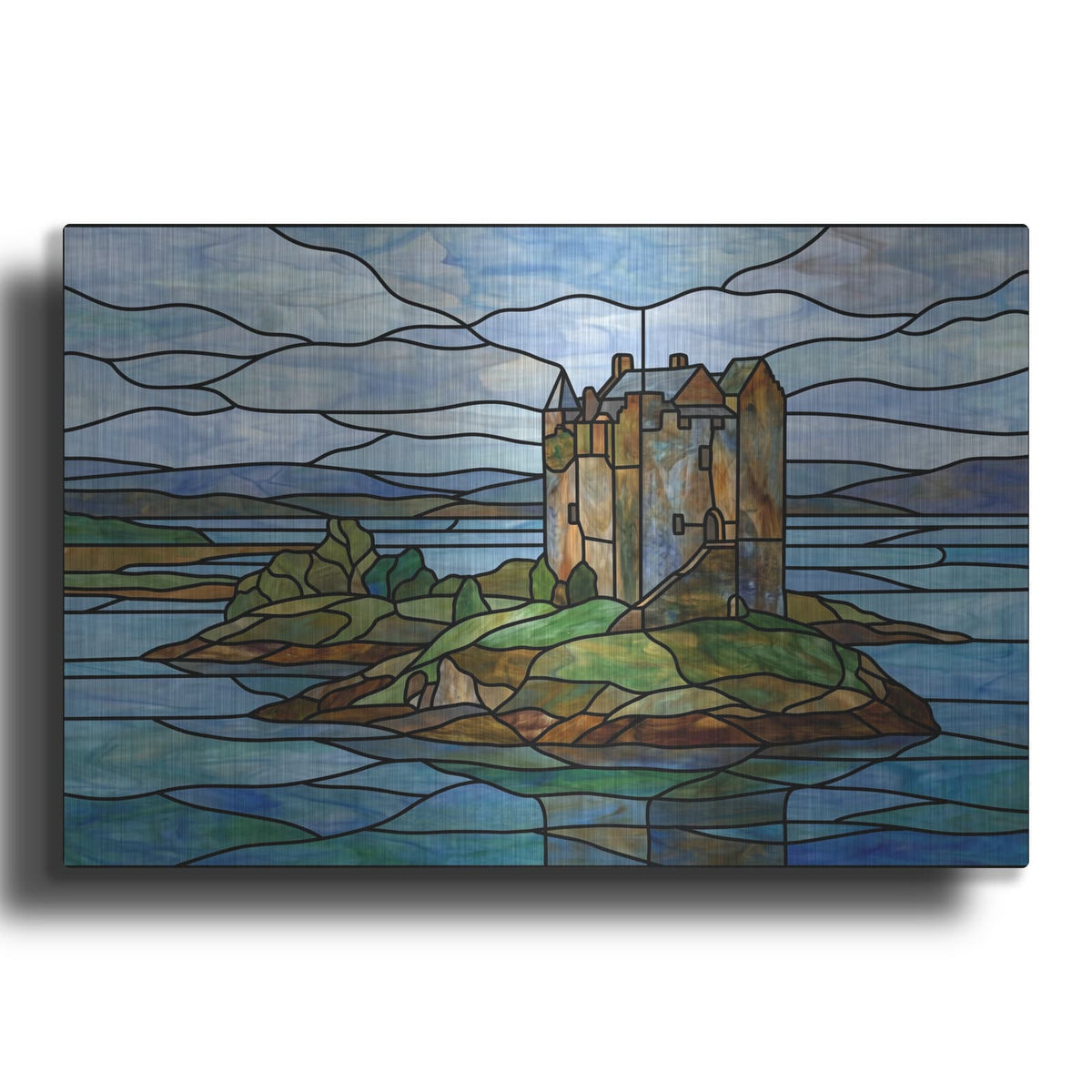 'Stained Glass Style Castle Stalker II' by Veve – Metal Wall Art