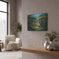 'Stained Glass Style Castle-Combe Manor' by Veve – Metal Wall Art, 16x12 room view