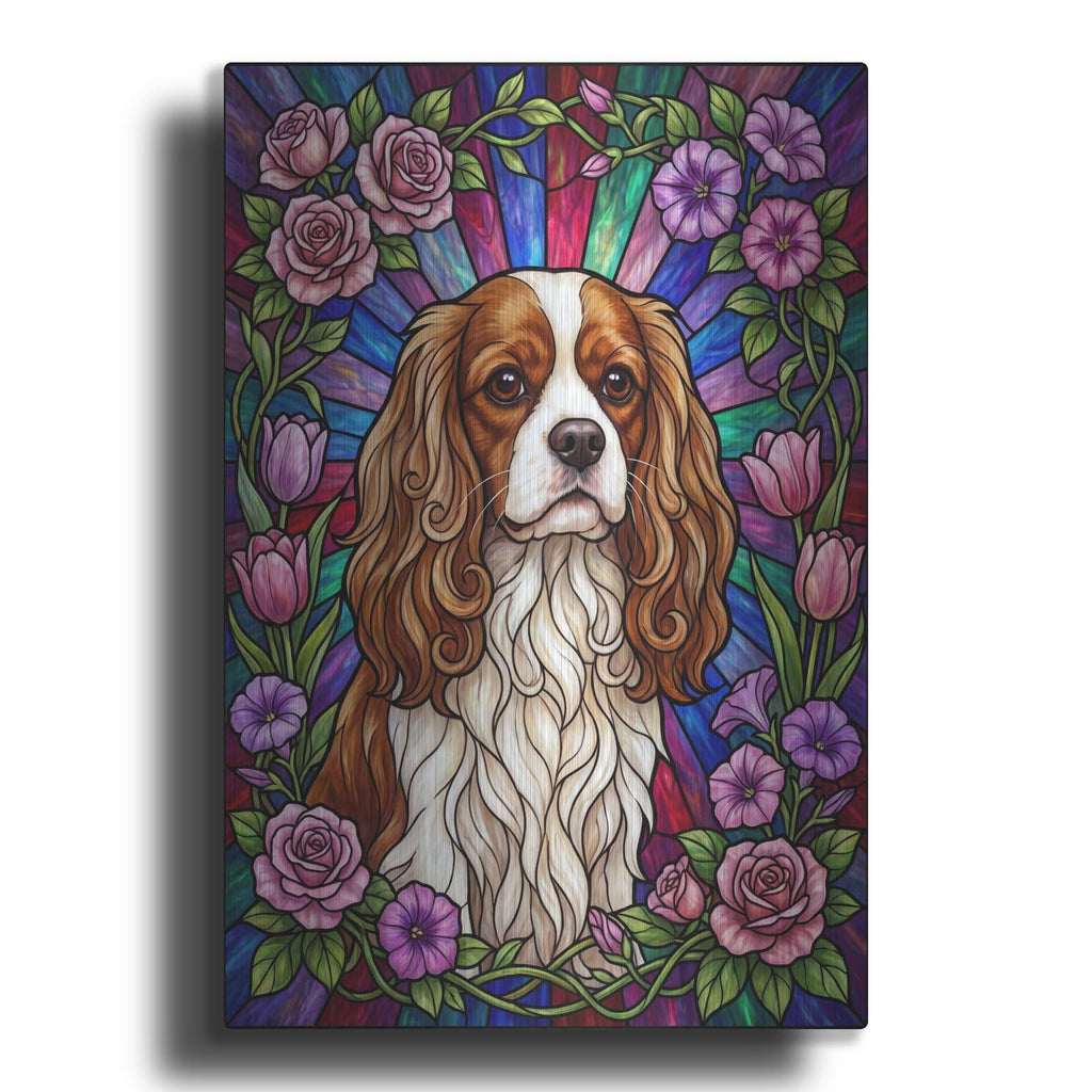 'Stained Glass Style Cavalier King Charles Spaniel' by Veve – Metal Wall Art