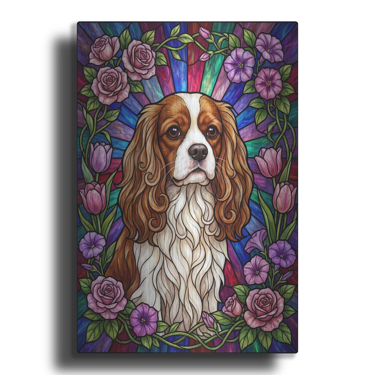 'Stained Glass Style Cavalier King Charles Spaniel' by Veve – Metal Wall Art