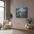 'Stained Glass Style Chillon Castle I' by Veve – Metal Wall Art, 16x12 room view