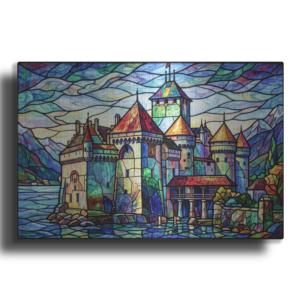 'Stained Glass Style Chillon Castle I' by Veve – Metal Wall Art