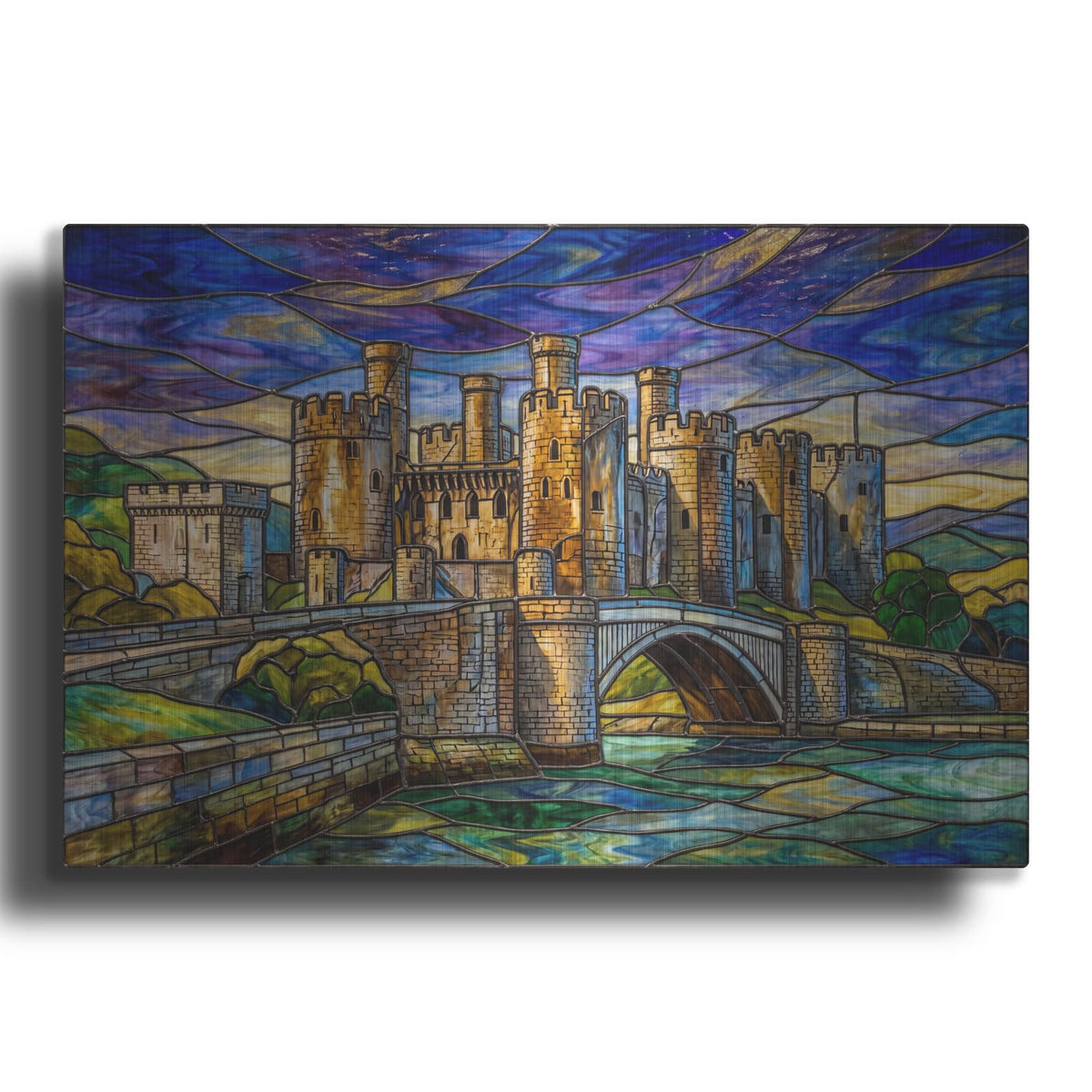 'Stained Glass Style Conwy Castle I' by Veve – Metal Wall Art