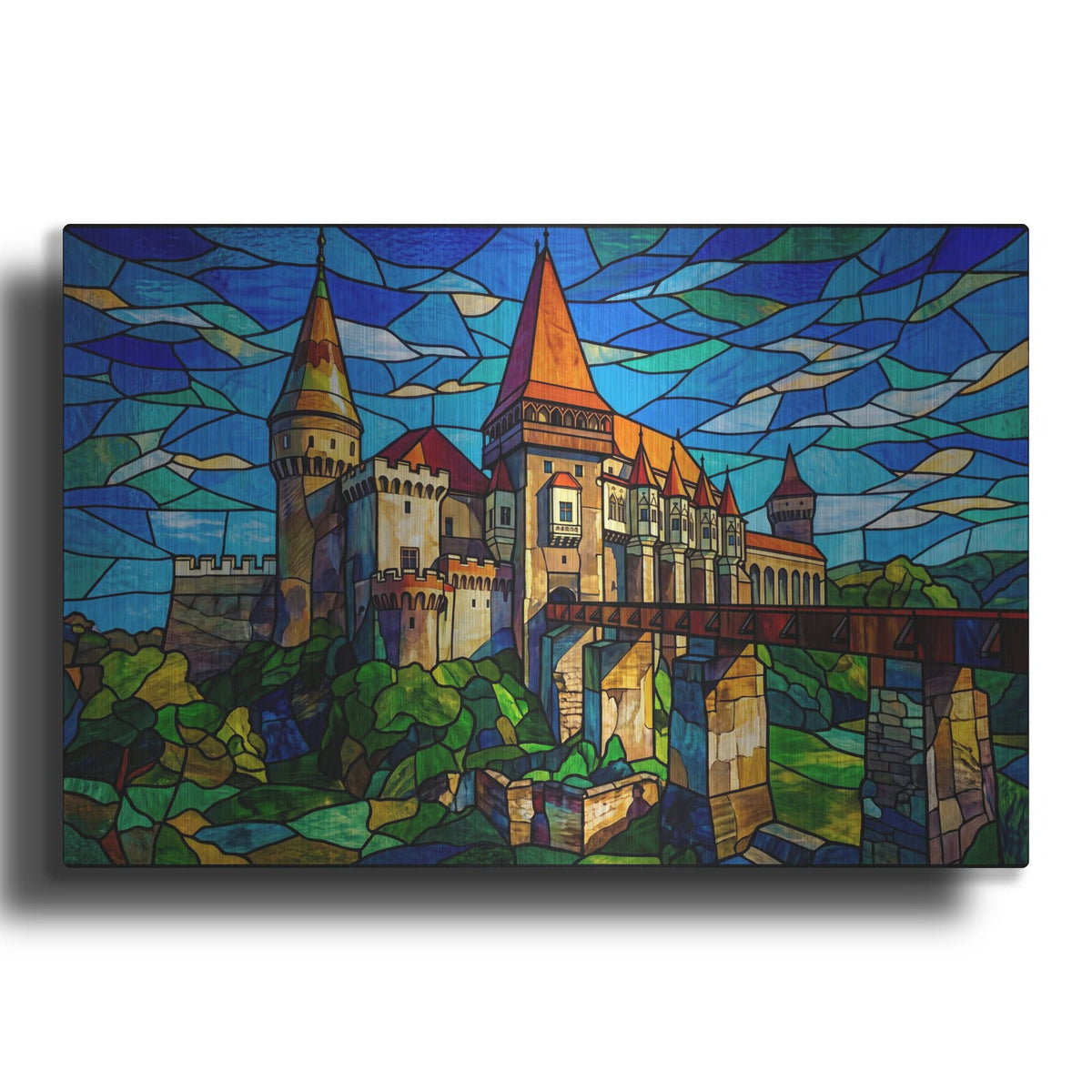 'Stained Glass Style Conwy Castle II' by Veve – Metal Wall Art