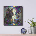 'Stained Glass Style Cosmic Brew Galaxy Cat' by Veve – Metal Wall Art, 12x12 room view