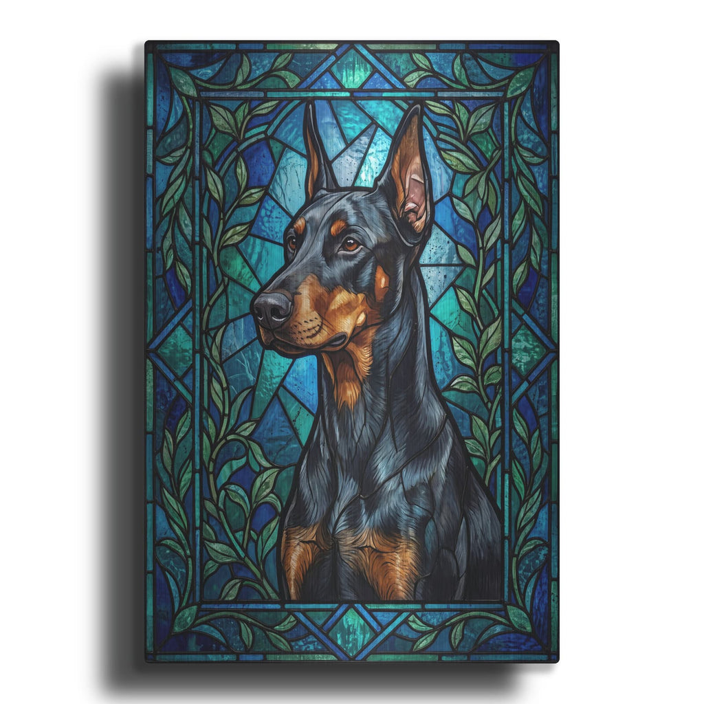 'Stained Glass Style Doberman Pinscher' by Veve – Metal Wall Art