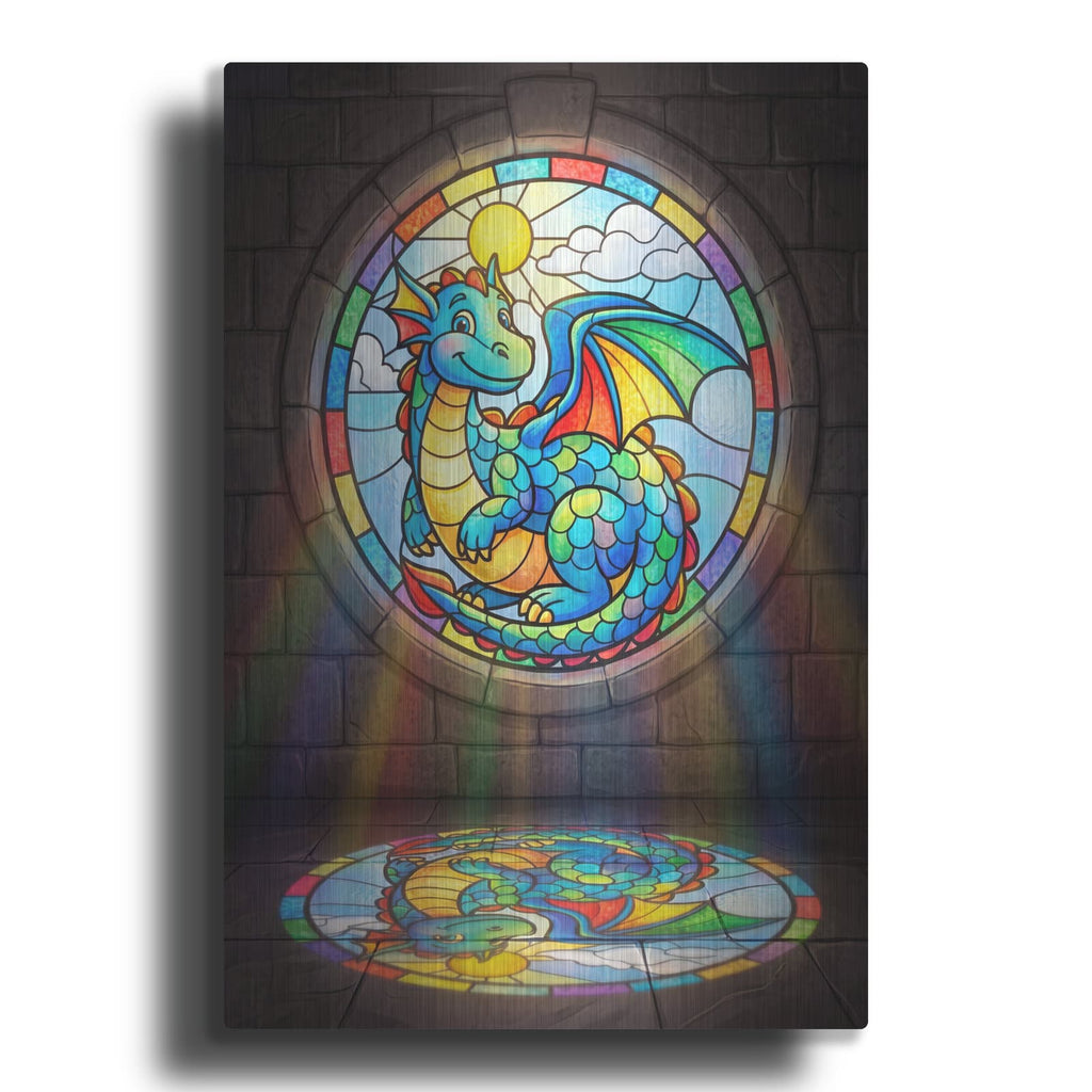 'Stained Glass Style Dragon' by Veve – Metal Wall Art