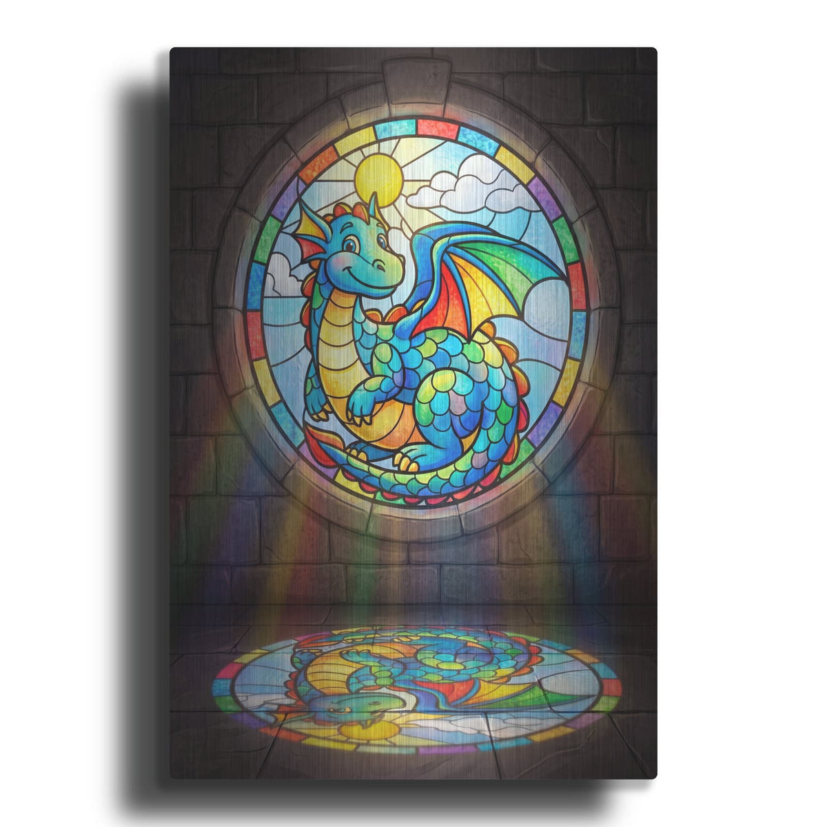 'Stained Glass Style Dragon' by Veve – Metal Wall Art