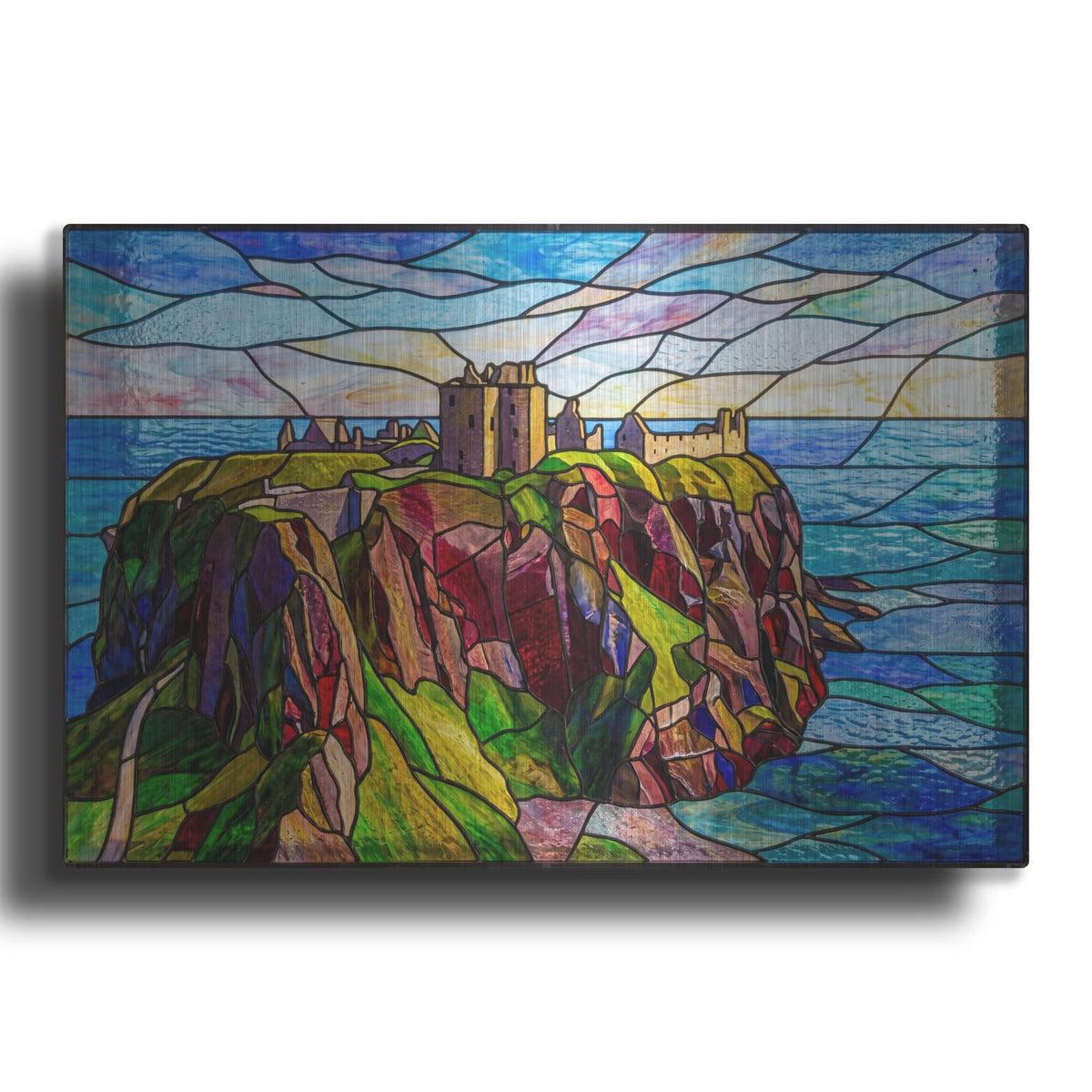 'Stained Glass Style Dunnottar Castle I' by Veve – Metal Wall Art