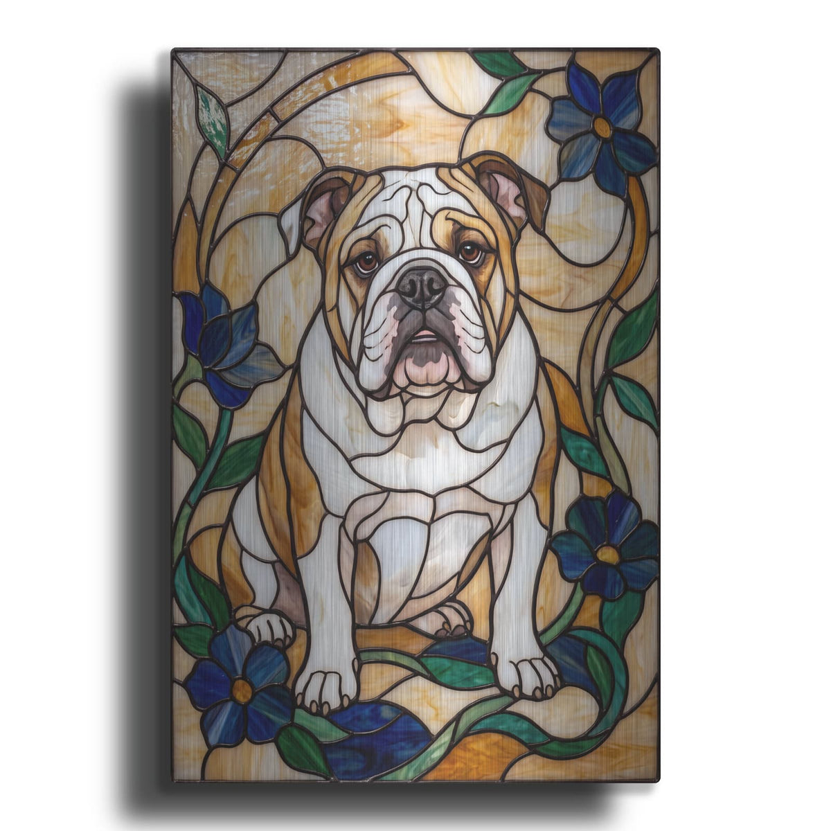 'Stained Glass Style English Bulldog' by Veve – Metal Wall Art