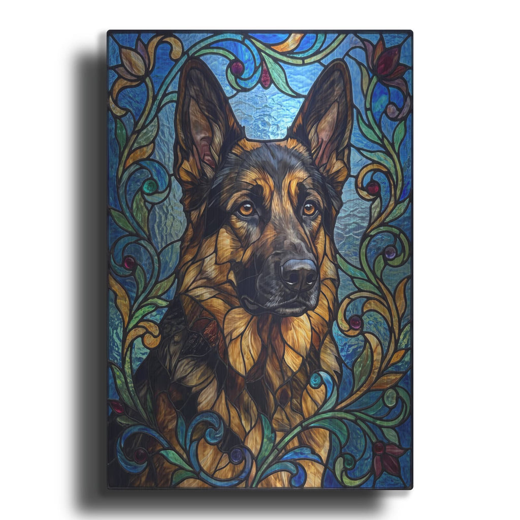 'Stained Glass Style German Shepherd' by Veve – Metal Wall Art