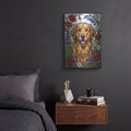 'Stained Glass Style Golden Retriever' by Veve – Metal Wall Art, 12x16 room view