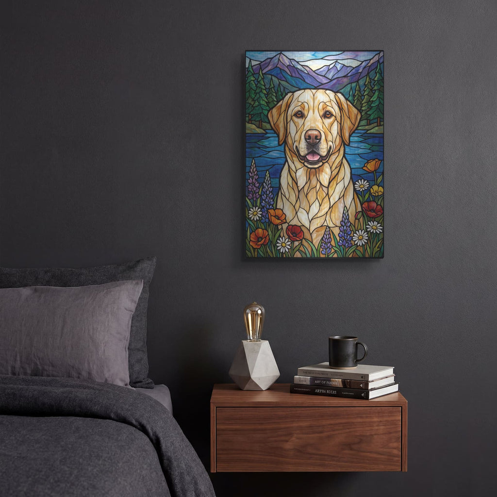 'Stained Glass Style Labrador Retriever' by Veve – Metal Wall Art, 12x16 room view