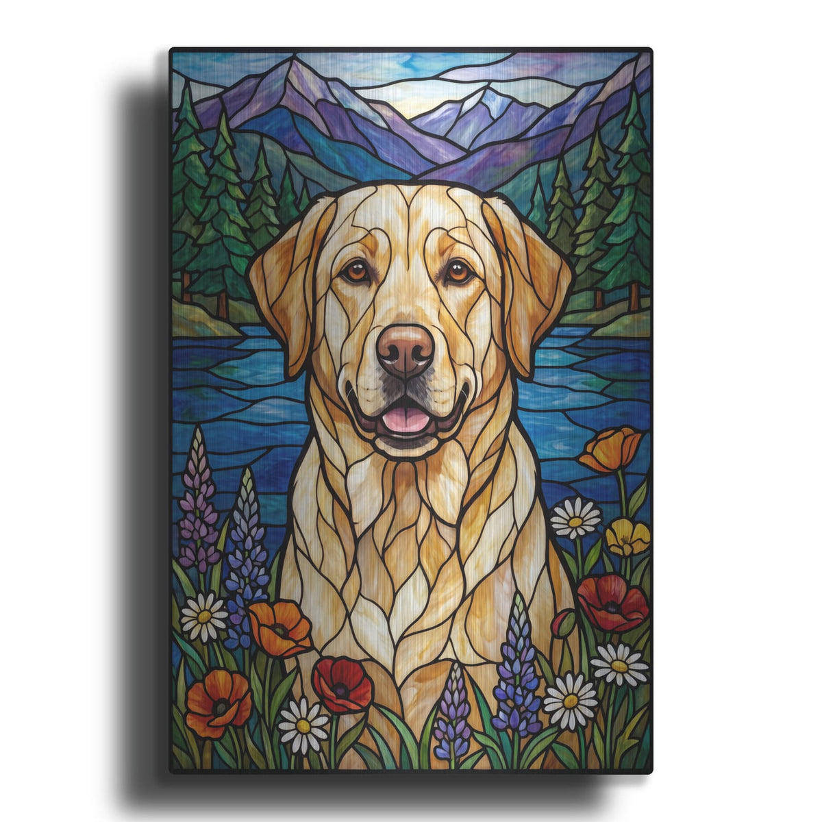 'Stained Glass Style Labrador Retriever' by Veve – Metal Wall Art