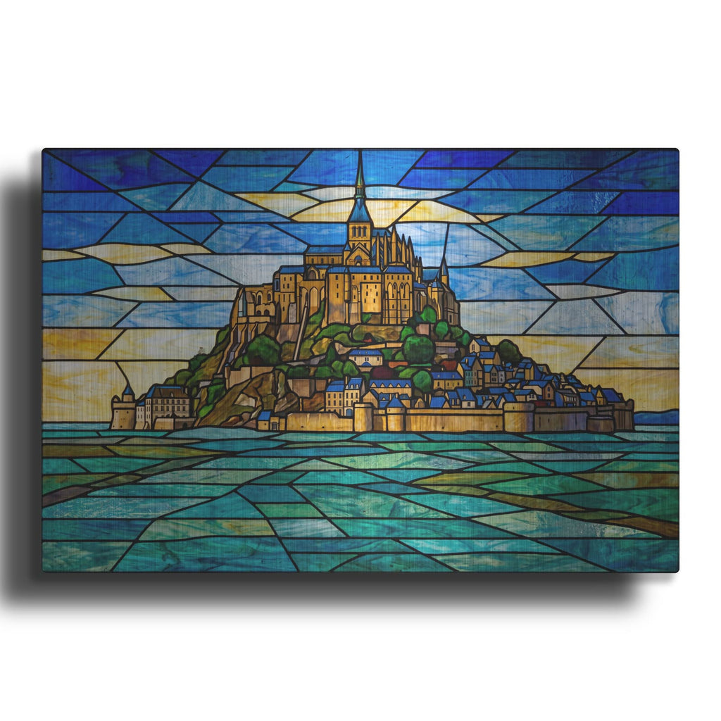 'Stained Glass Style Mont-Saint Michel II' by Veve – Metal Wall Art