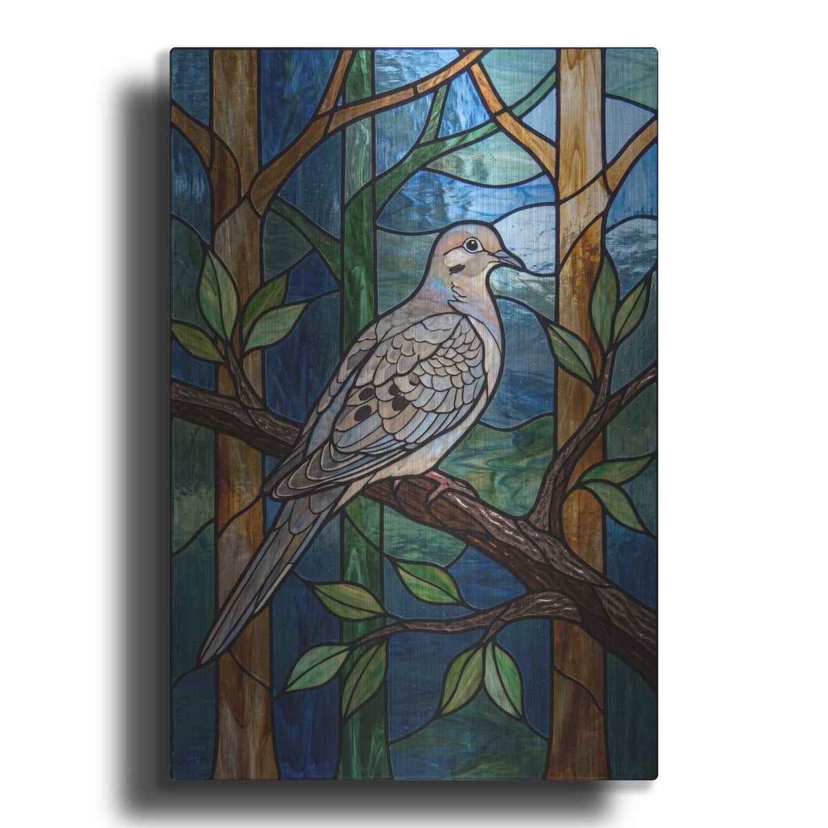 'Stained Glass Style Mourning Dove' by Veve – Metal Wall Art