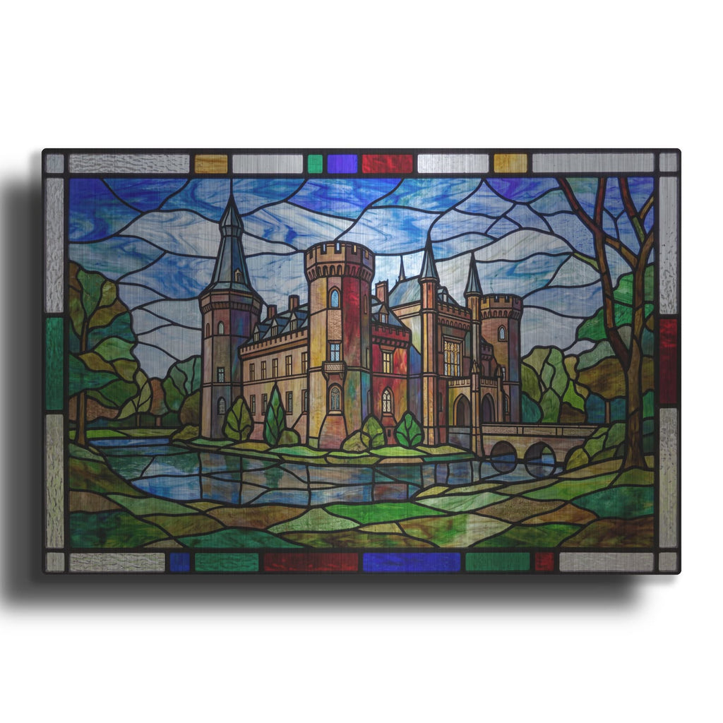'Stained Glass Style Moyland Castle I' by Veve – Metal Wall Art