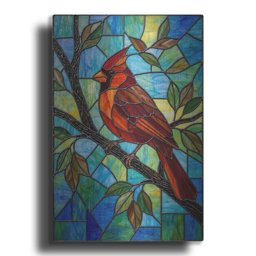 'Stained Glass Style Northern CardinalJPG' by Veve – Metal Wall Art