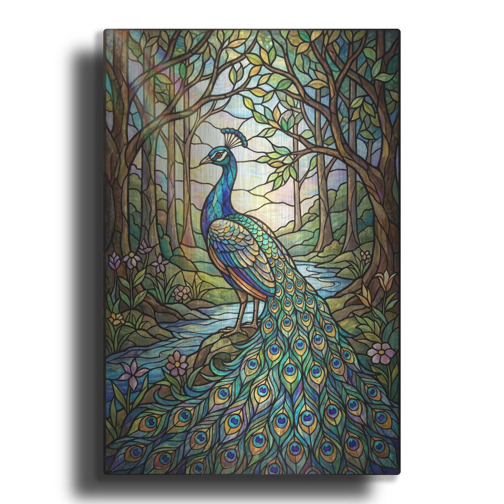 'Stained Glass Style Peacock' by Veve – Metal Wall Art