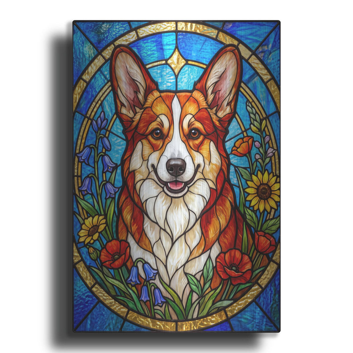 'Stained Glass Style Pembroke Welsh Corgi' by Veve – Metal Wall Art