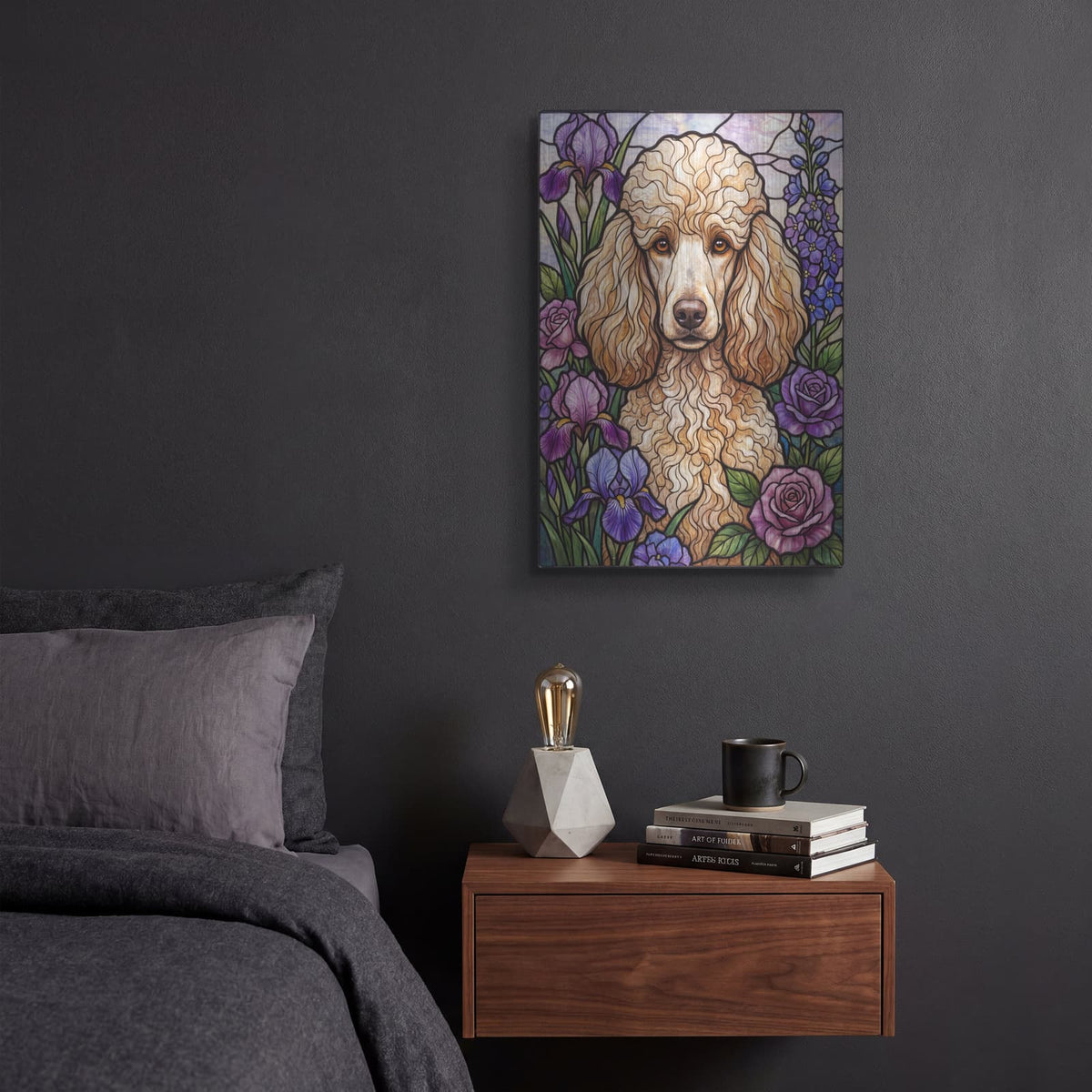 'Stained Glass Style Poodle' by Veve – Metal Wall Art, 12x16 room view