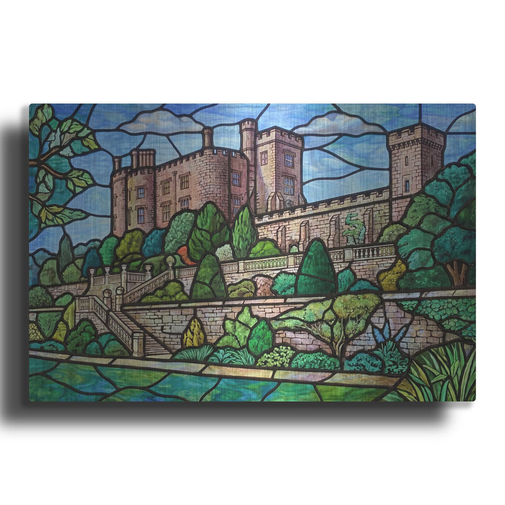 'Stained Glass Style Powis Castle' by Veve – Metal Wall Art