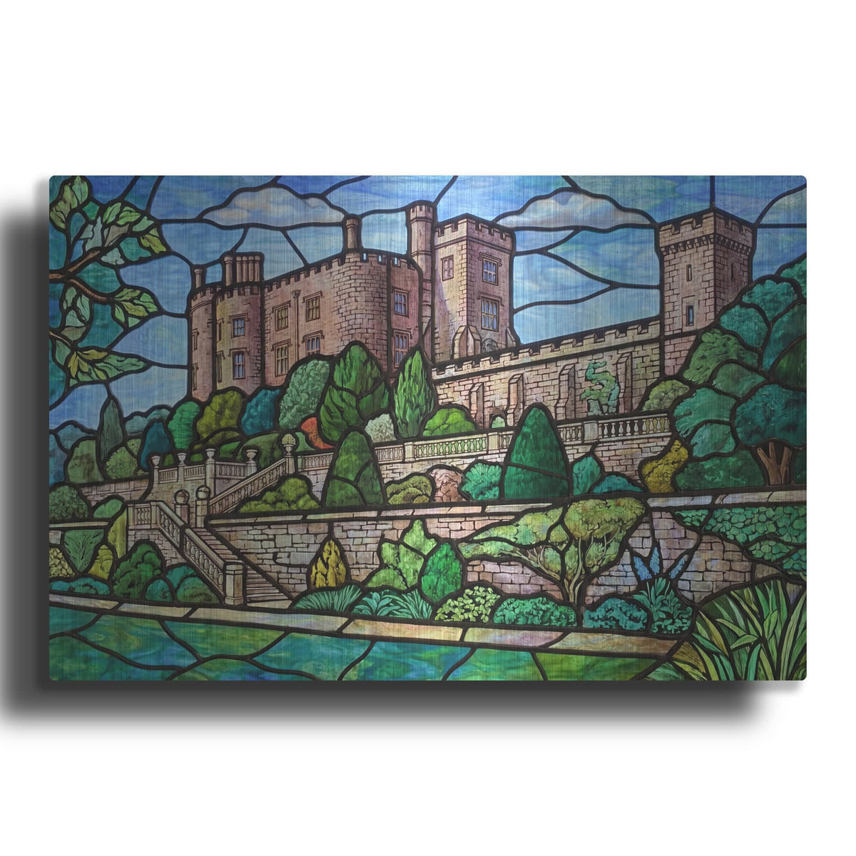 'Stained Glass Style Powis Castle' by Veve – Metal Wall Art