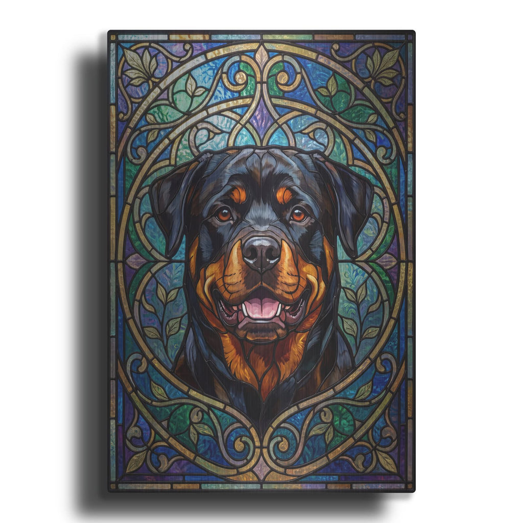 'Stained Glass Style Rottweiler' by Veve – Metal Wall Art