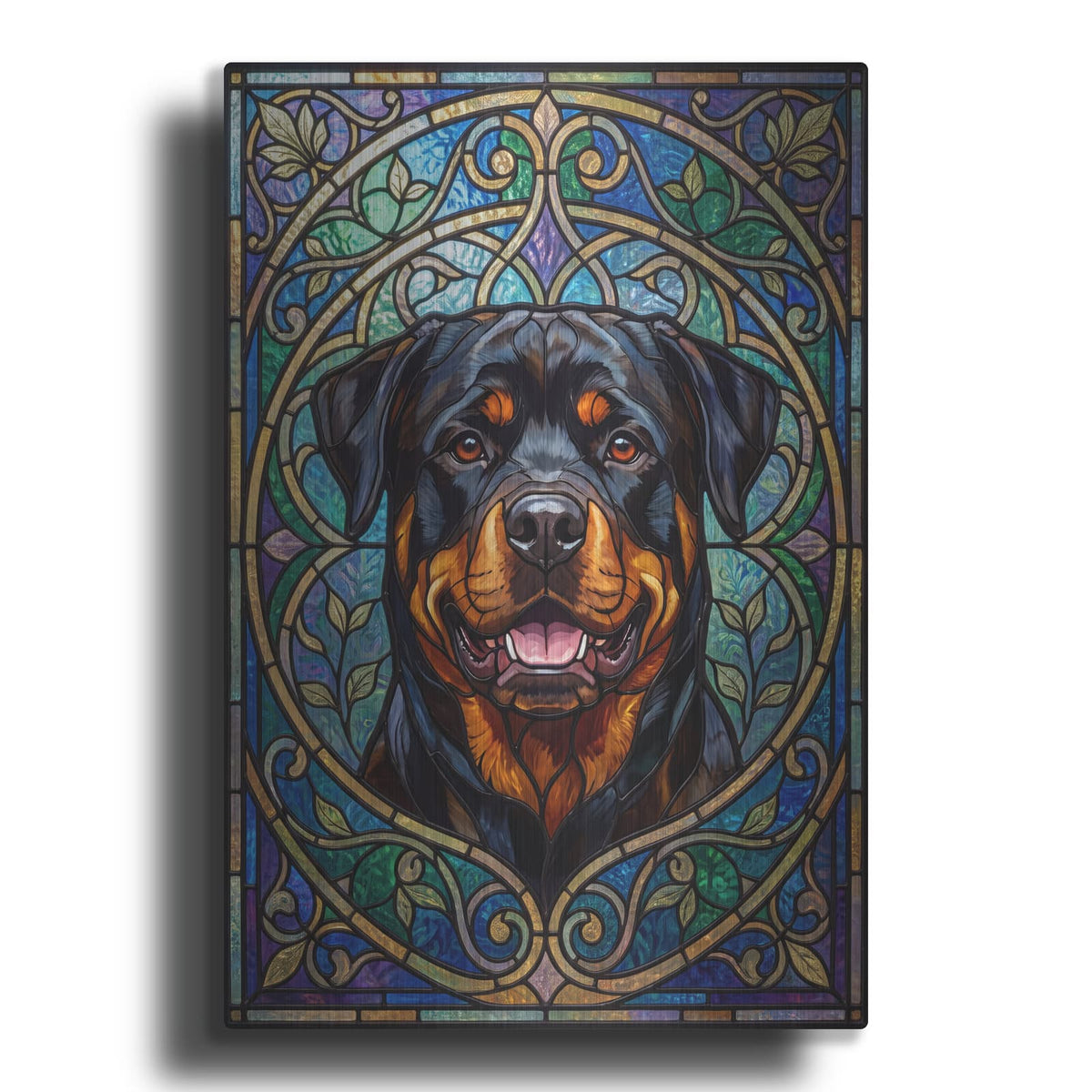 'Stained Glass Style Rottweiler' by Veve – Metal Wall Art