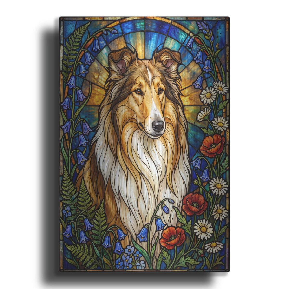 'Stained Glass Style Rough Collie' by Veve – Metal Wall Art