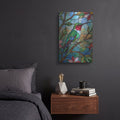 'Stained Glass Style Ruby Throated Hummingbird' by Veve – Metal Wall Art, 12x16 room view