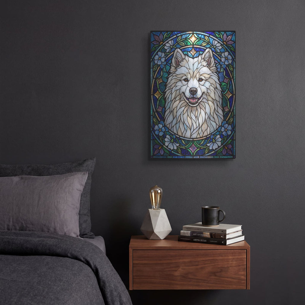 'Stained Glass Style Samoyed' by Veve – Metal Wall Art, 12x16 room view