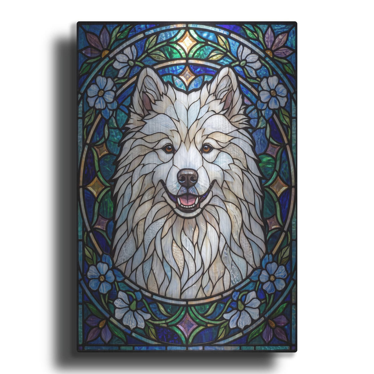 'Stained Glass Style Samoyed' by Veve – Metal Wall Art