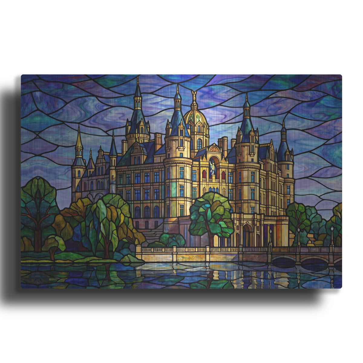 'Stained Glass Style Schwerin Castle II' by Veve – Metal Wall Art