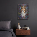 'Stained Glass Style Shetland Sheepdog' by Veve – Metal Wall Art, 12x16 room view