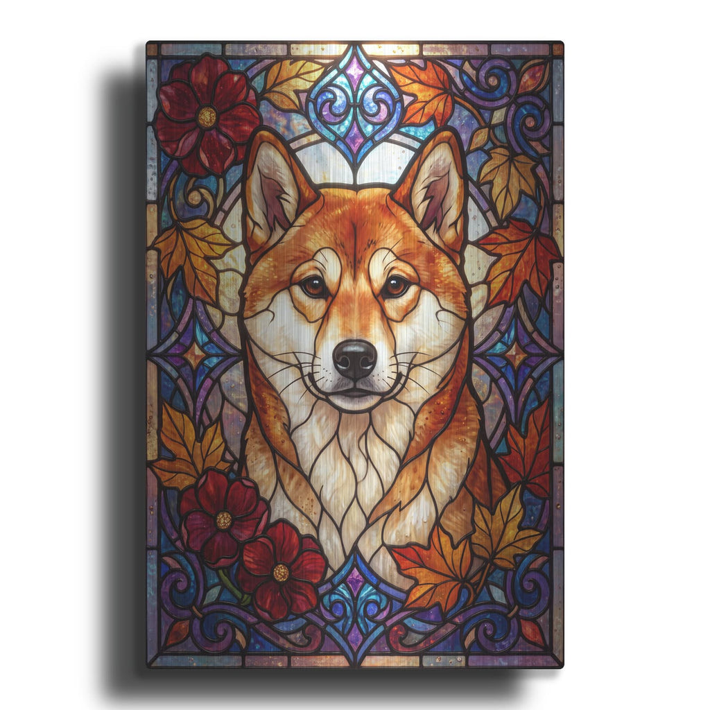 'Stained Glass Style Shiba Inu' by Veve – Metal Wall Art