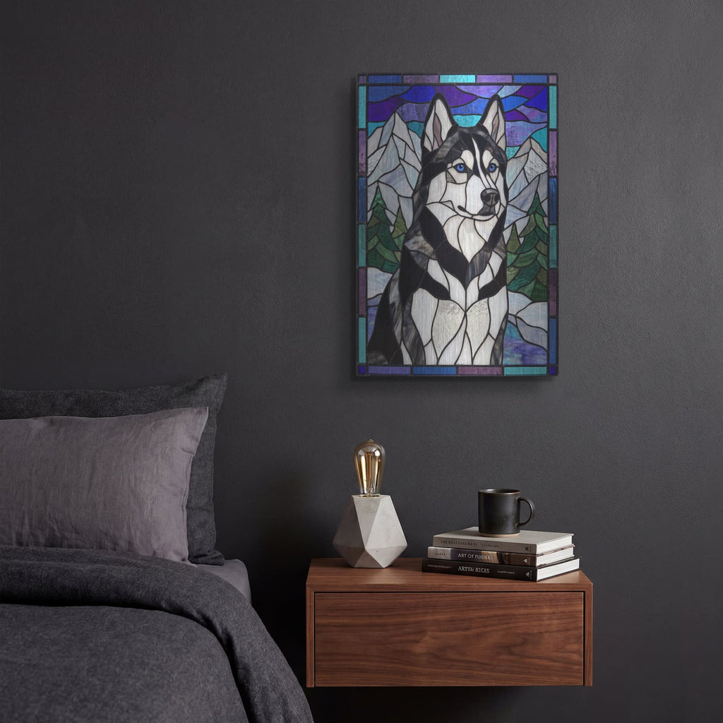 'Stained Glass Style Siberian Husky' by Veve – Metal Wall Art, 12x16 room view