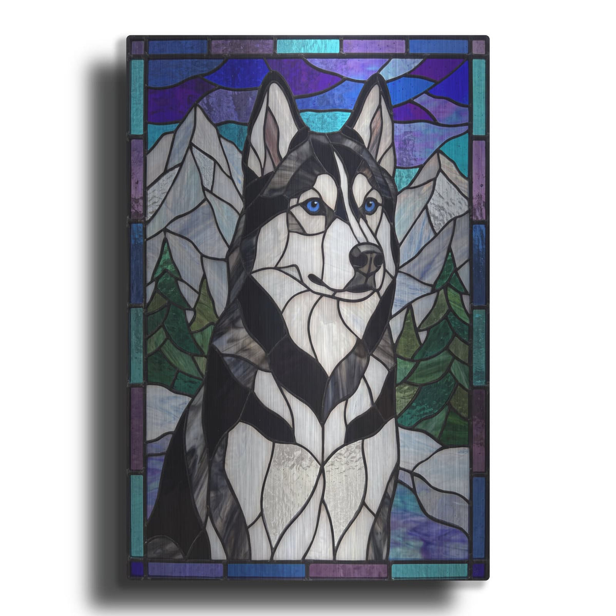 'Stained Glass Style Siberian Husky' by Veve – Metal Wall Art