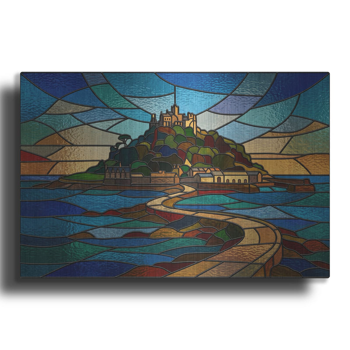 'Stained Glass Style St Michaels Mount Castle I' by Veve – Metal Wall Art