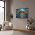 'Stained Glass Style St Michaels Mount Castle II' by Veve – Metal Wall Art, 16x12 room view