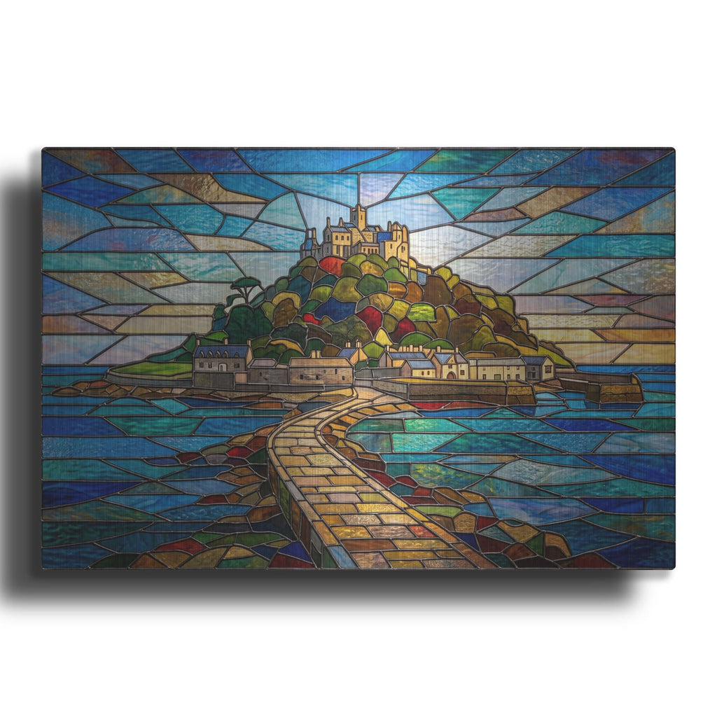 'Stained Glass Style St Michaels Mount Castle II' by Veve – Metal Wall Art