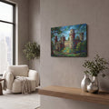 'Stained Glass Style Stained Glass Style Warwick Castle I' by Veve – Metal Wall Art, 16x12 room view
