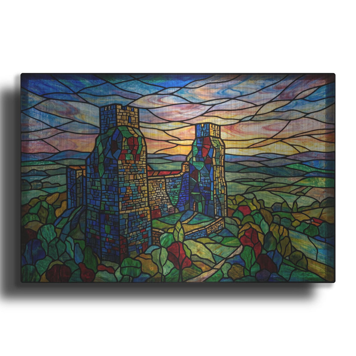 'Stained Glass Style Trosky Castle II' by Veve – Metal Wall Art