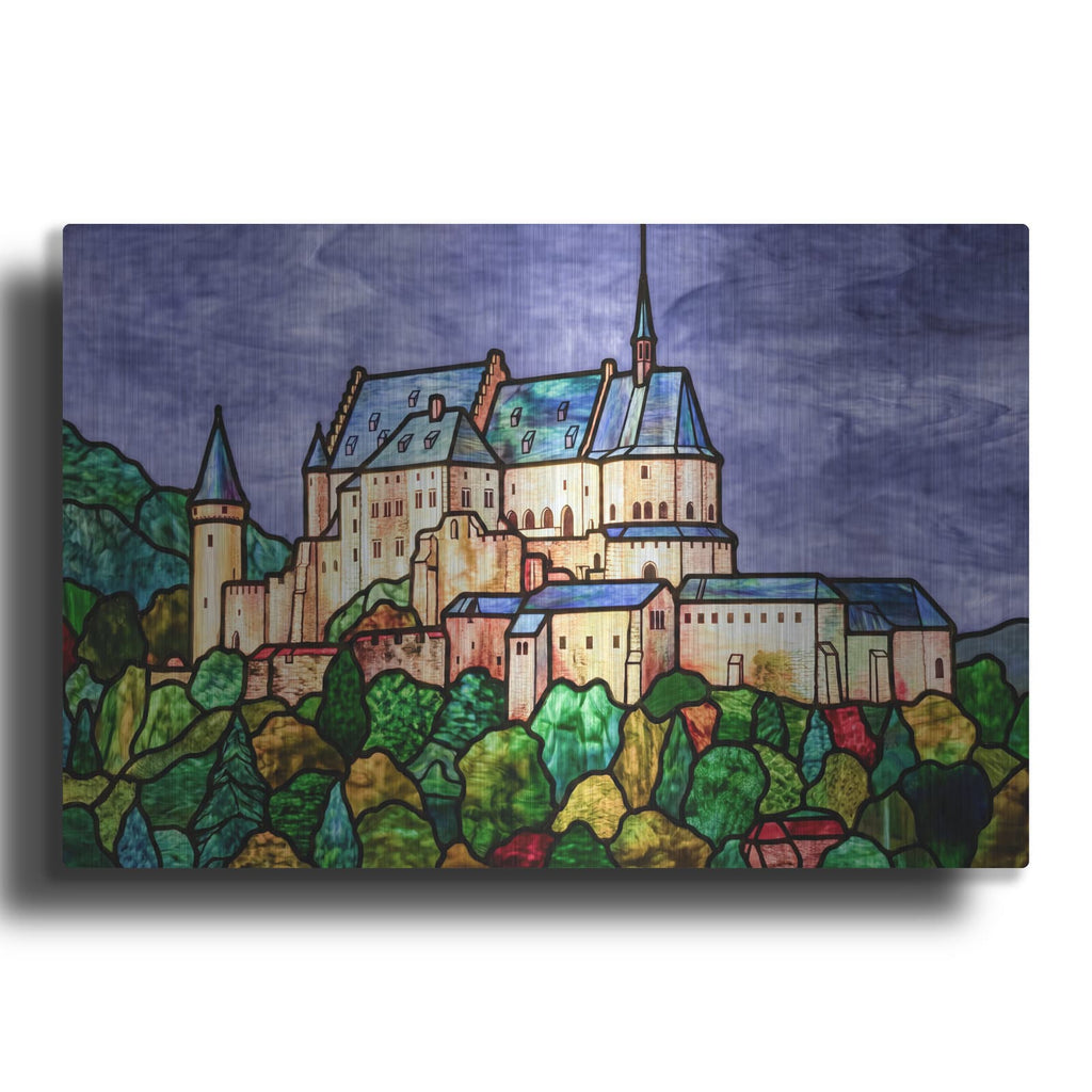 'Stained Glass Style Vianden Castle I' by Veve – Metal Wall Art