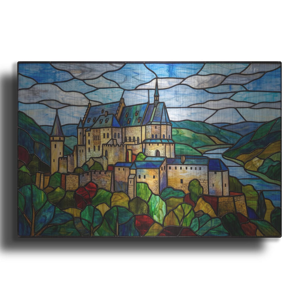 'Stained Glass Style Vianden Castle II' by Veve – Metal Wall Art