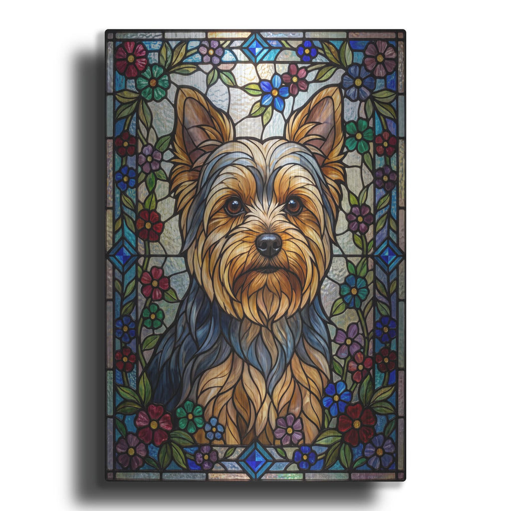 'Stained Glass Style Yorkshire Terrier' by Veve – Metal Wall Art